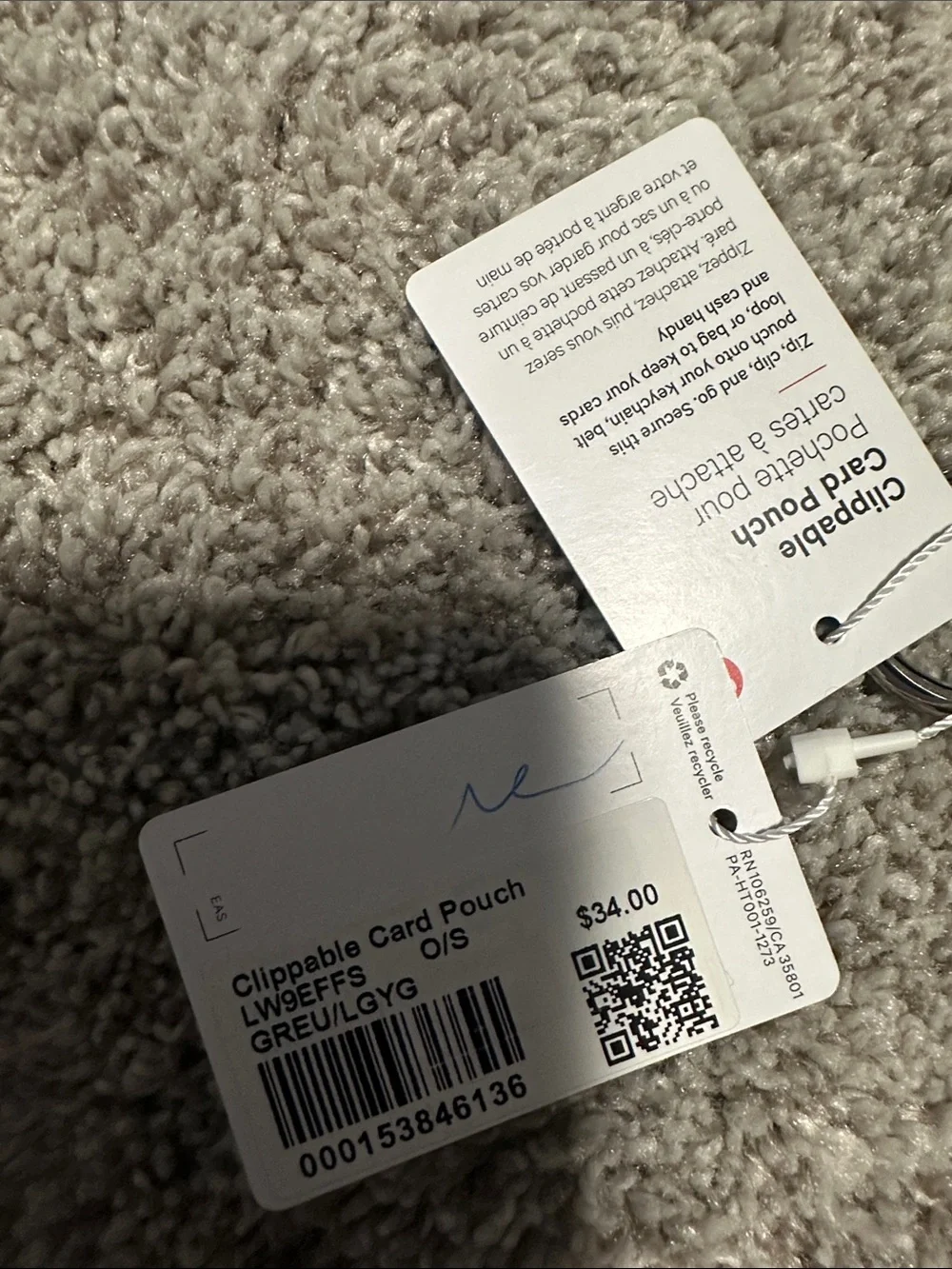 lululemon athletica Slate Green Zip Card Pouch